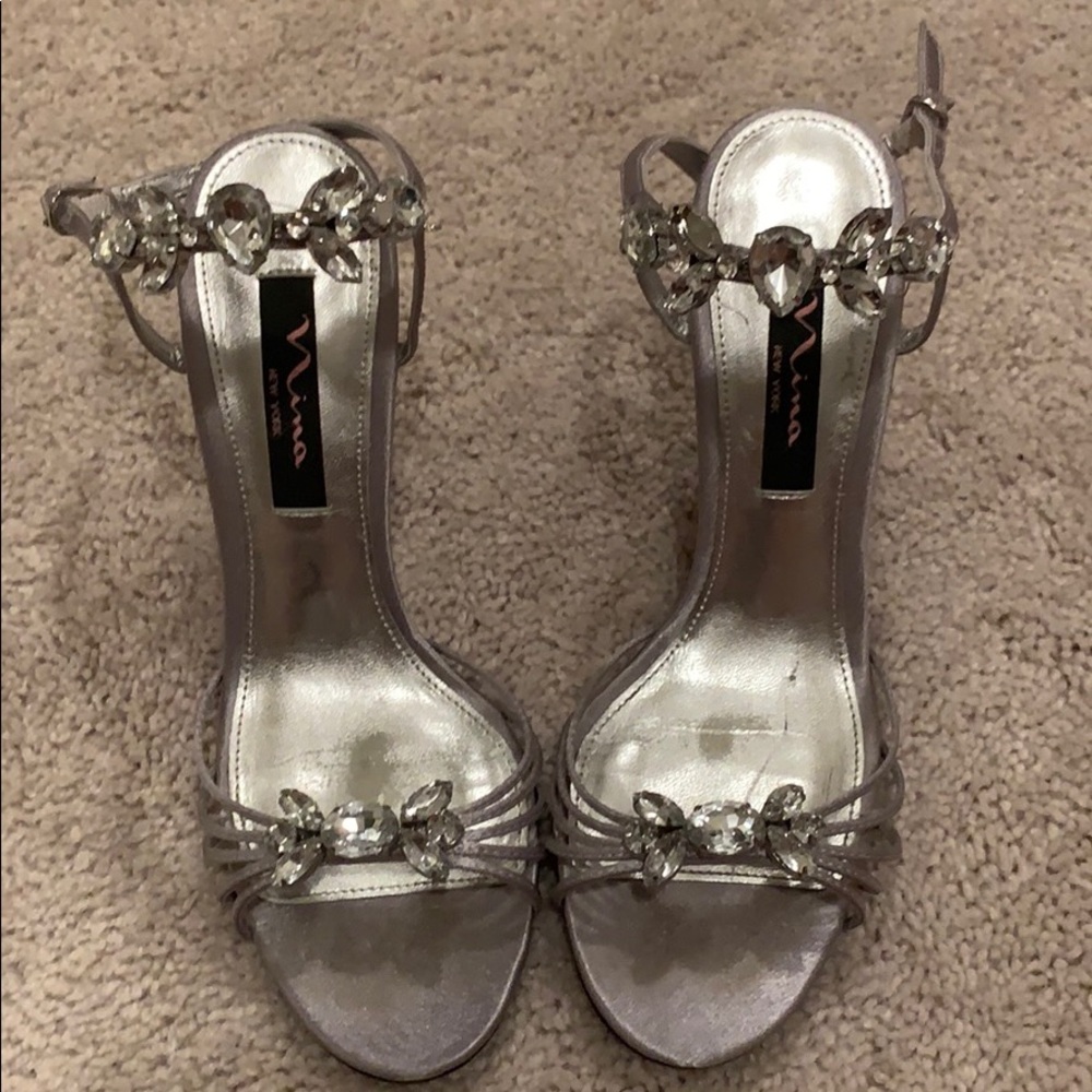 Nina NY Formal Shoe in Silver 2” Heel
